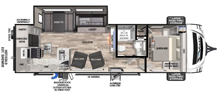 Floor Plan for Forest River Vibe Travel Trailer